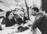 (l-r) Golda Meir, Meyer Weisgal, David Ben-Gurion and the Weizmann Institute’s Prof. Igal Talmi